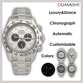 Watches for Men 39.5mm Business Luxury Silver 4130 watch Chronograph Luminous Waterproof 4613 movement Men's Watch